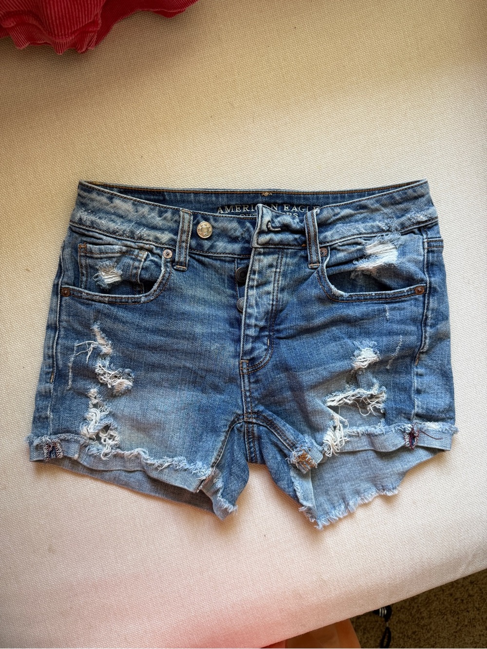 American Eagle Outfitters Blue Distressed Denim Jean Shorts